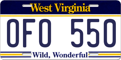 WV license plate OFO550