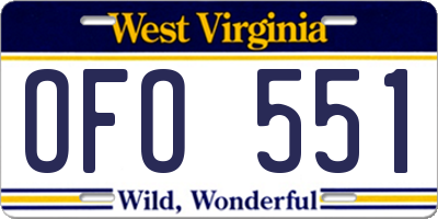 WV license plate OFO551