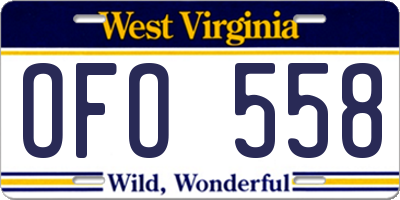 WV license plate OFO558