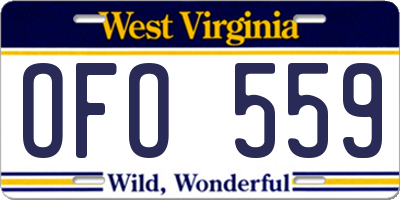 WV license plate OFO559