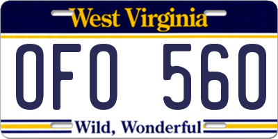 WV license plate OFO560
