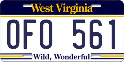 WV license plate OFO561