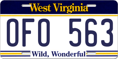 WV license plate OFO563