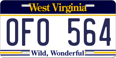 WV license plate OFO564