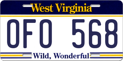 WV license plate OFO568