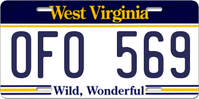 WV license plate OFO569