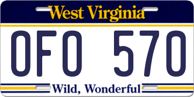 WV license plate OFO570