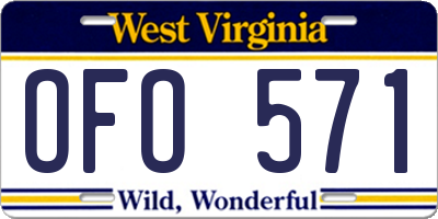 WV license plate OFO571