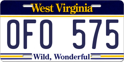WV license plate OFO575