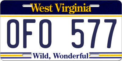 WV license plate OFO577