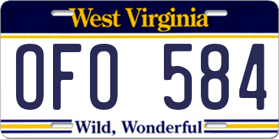 WV license plate OFO584