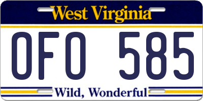 WV license plate OFO585