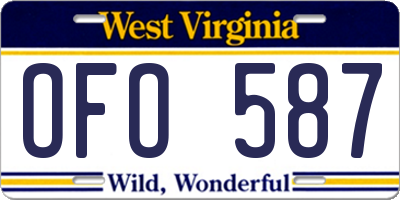 WV license plate OFO587