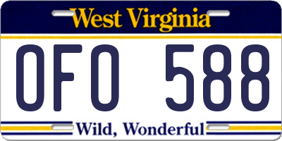WV license plate OFO588