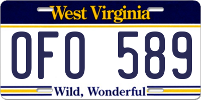 WV license plate OFO589