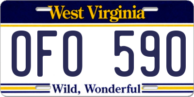 WV license plate OFO590