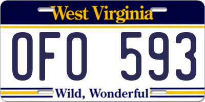 WV license plate OFO593