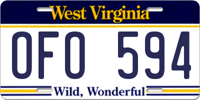 WV license plate OFO594
