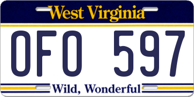 WV license plate OFO597