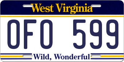 WV license plate OFO599