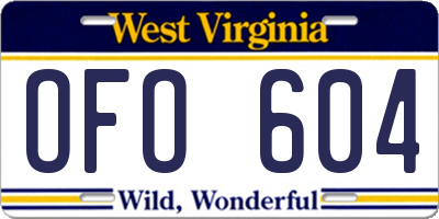 WV license plate OFO604