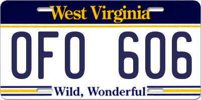 WV license plate OFO606