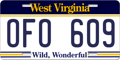 WV license plate OFO609