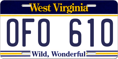 WV license plate OFO610