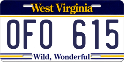 WV license plate OFO615