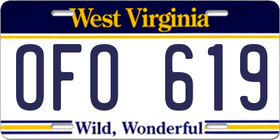 WV license plate OFO619