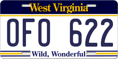 WV license plate OFO622