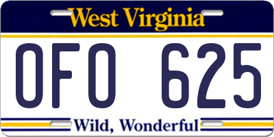 WV license plate OFO625