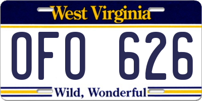 WV license plate OFO626