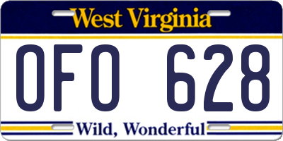 WV license plate OFO628