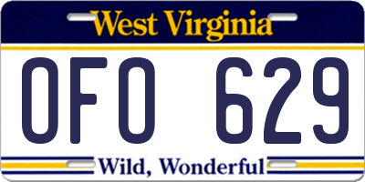WV license plate OFO629