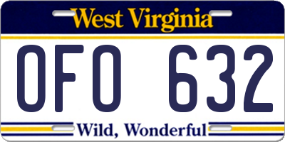 WV license plate OFO632