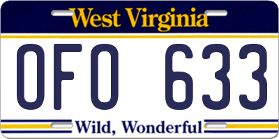 WV license plate OFO633
