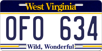 WV license plate OFO634