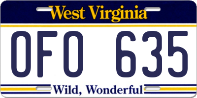 WV license plate OFO635