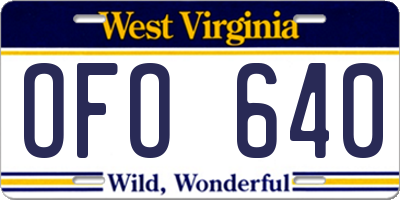 WV license plate OFO640