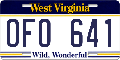 WV license plate OFO641