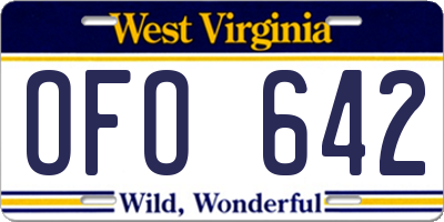 WV license plate OFO642