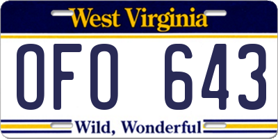 WV license plate OFO643