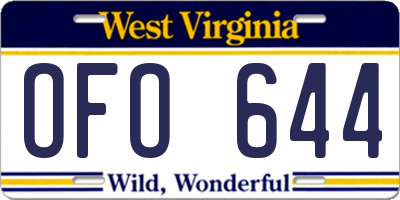 WV license plate OFO644