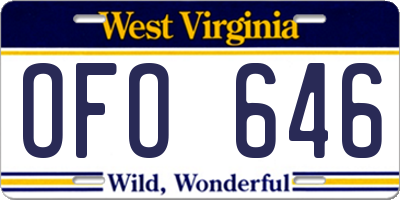 WV license plate OFO646