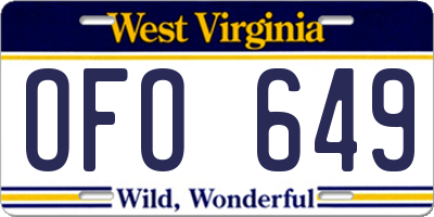 WV license plate OFO649
