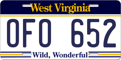 WV license plate OFO652