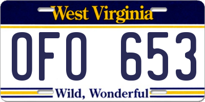 WV license plate OFO653