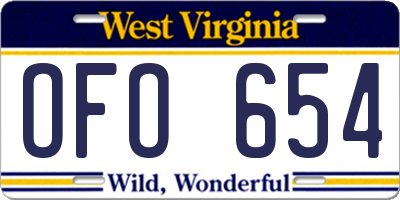 WV license plate OFO654