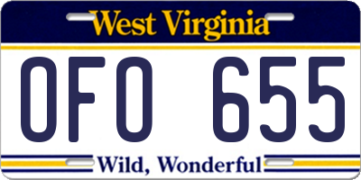 WV license plate OFO655